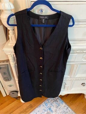 Rachel Zoe Black Lined Vest with Label Detail